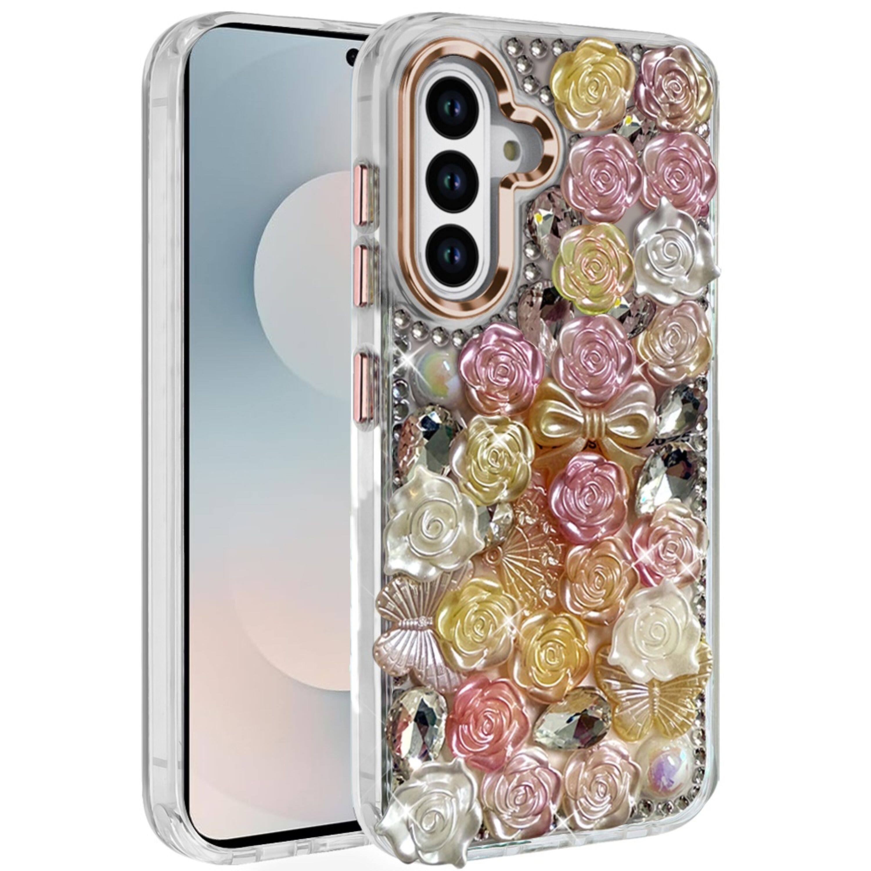 Kitcheniva - Roses Arrangement 3D Bling Cover Plus Tempered Glass For Samsung S26 - Orange price history on PriceWatchPro