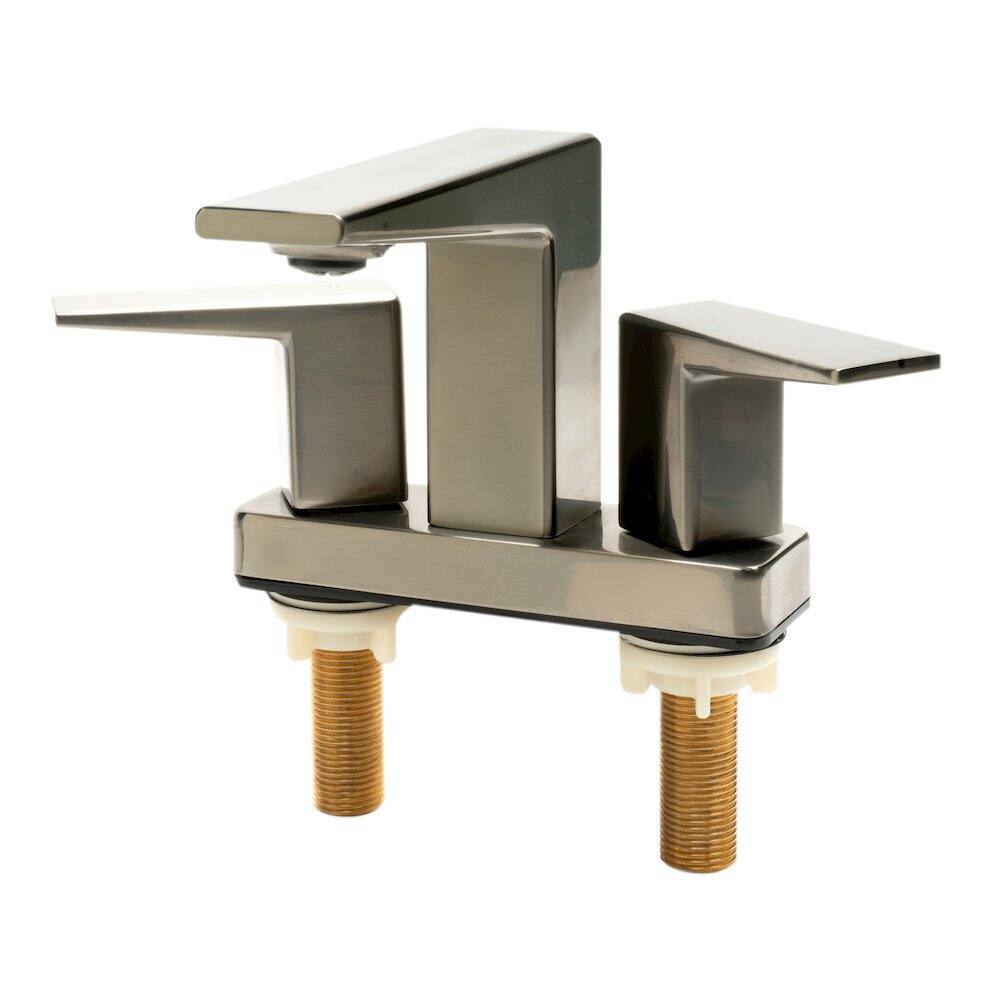 Front. Alfi - Brushed Nickel Two-Handle 4'' Centerset Bathroom Faucet - Silver.