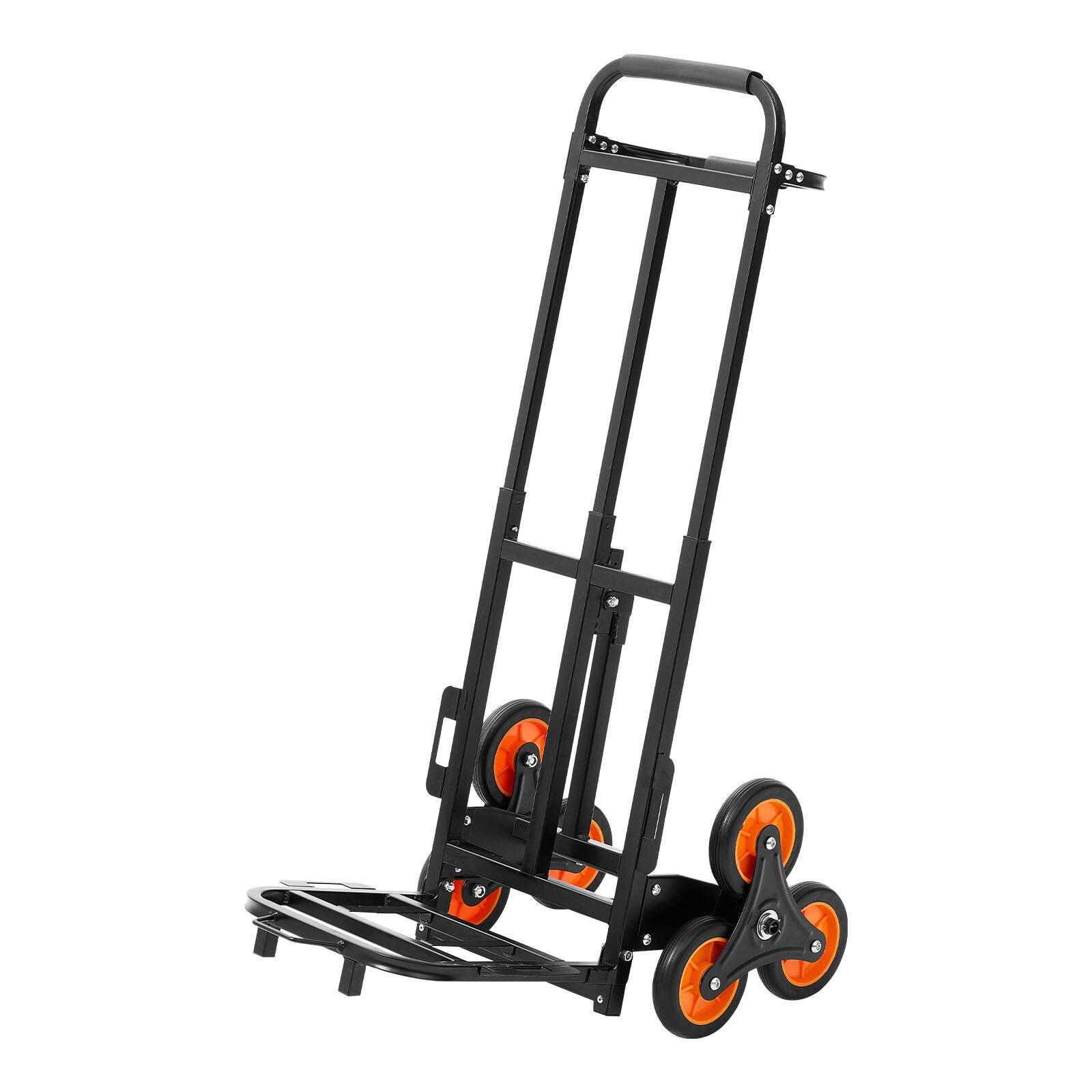 Alt View 5. VEVOR - Stair Climbing Cart, 220 lbs Stair-Climbing Capacity, Heavy-Duty Folding Trolley Cart with Telescoping Handle - Black.