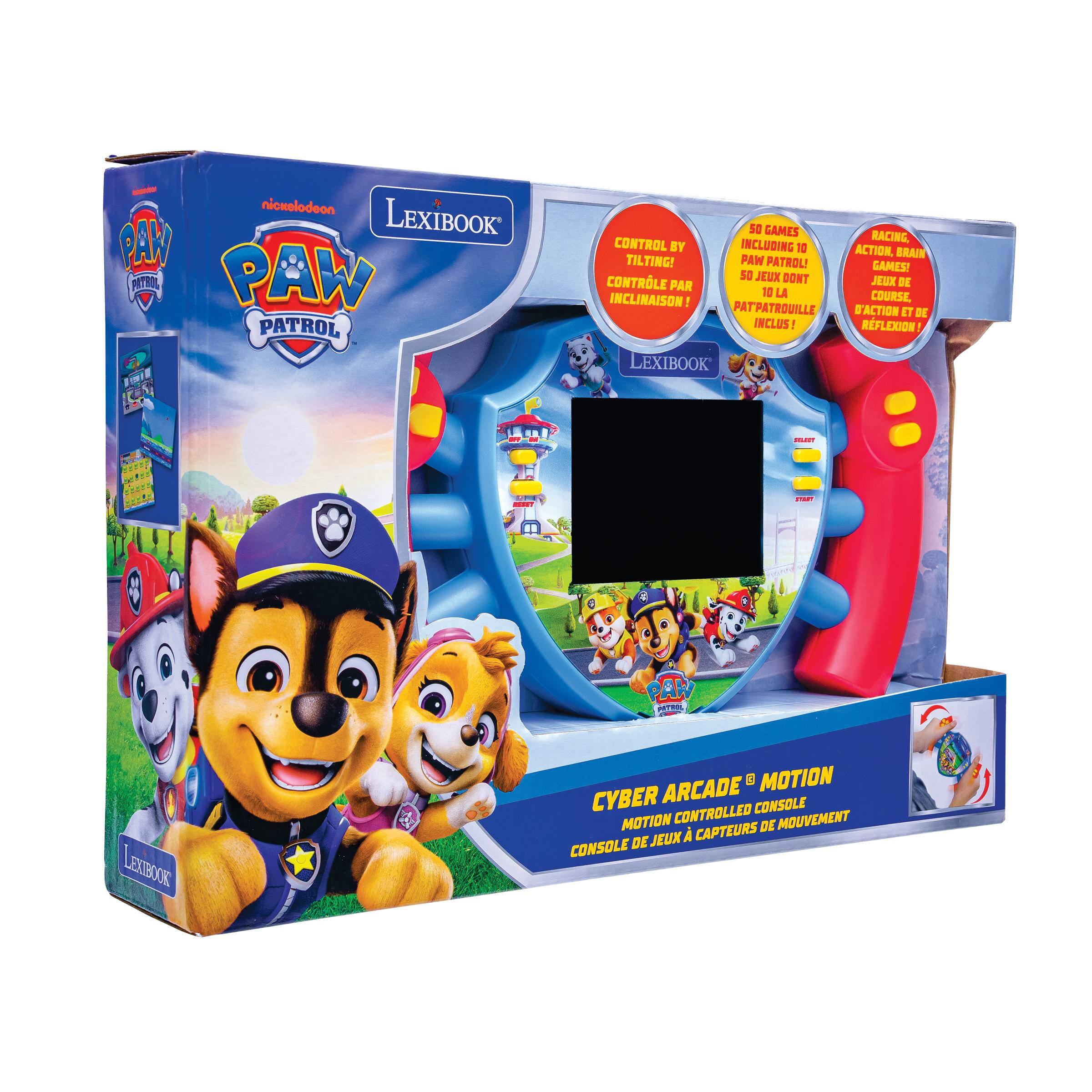 nickelodeon LEXIBOOK W PATRON PAW PATROL  
50 GAMES CONTROL RACING, BY INCLUDING 10 ACTION, BRAIN TILTING! PAW PATROL! GAMES! 50 JEUX DONT JEUX CONTRLE PAR DE 10 LA COURSE, INCLINAISON! PATPATROUILLE D'ACTION ET DE INCLUS! RFLEXION LEXIBOOK  
ZELET  
ne  
LEXBOOK  
ARCADE g MOTION CYBER CONTROLLED CONSOLE MOTION CAPTEURS DE MOUVEMENT DE JEUX  CONSOLE