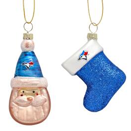 The Memory Company - Toronto Jays Two-Pack Santa & Stocking Blown Glass Ornament Set - Blue