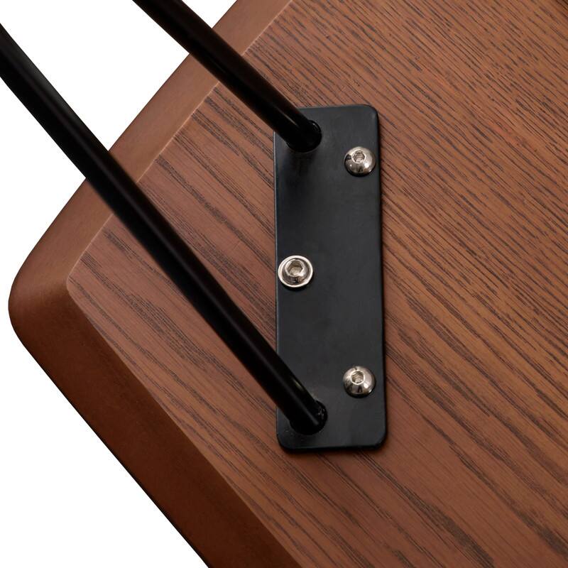 Alt View 4. LeisureMod - Elmwood Minimalist Mid-Century Rectangular MDF Coffee Table with Black Iron Frame for Home Living Room - Walnut.