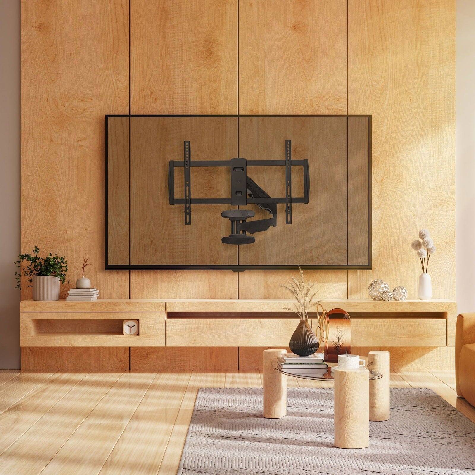 Angle. Mount-It! - Gas Spring TV Wall Mount for 37–80" Screens, Full Motion, Height Adjustable, VESA 600x400, 88lb Capacity - Black.