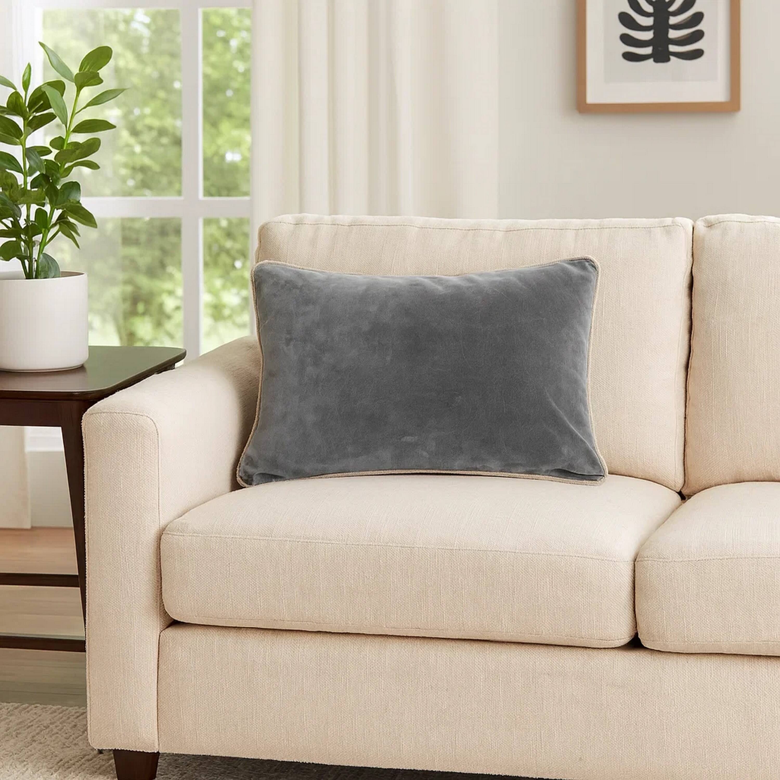 Alt View 2. Manhattan Lane - Rectangular Throw Pillow with Cotton Cover - Gray.