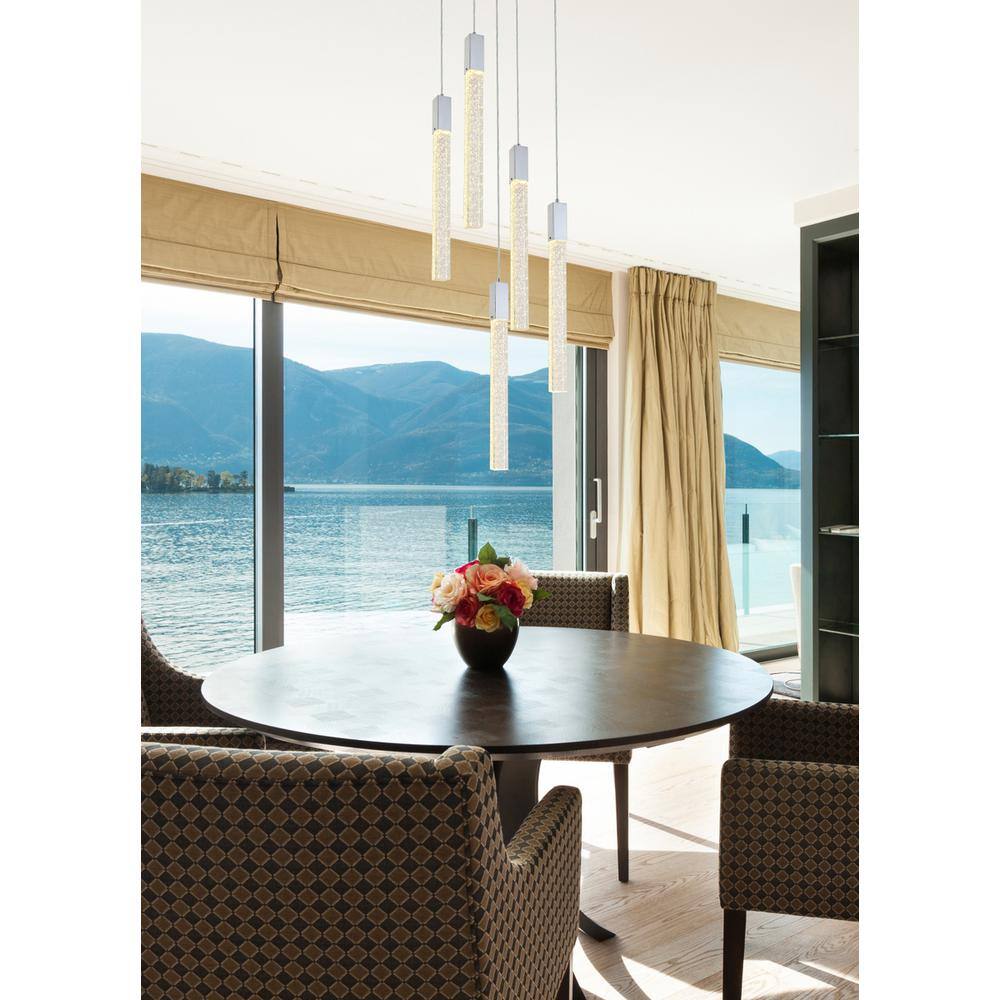 Angle. Elegant Lighting - Weston 5 lights pendant in chrome - Chrome.