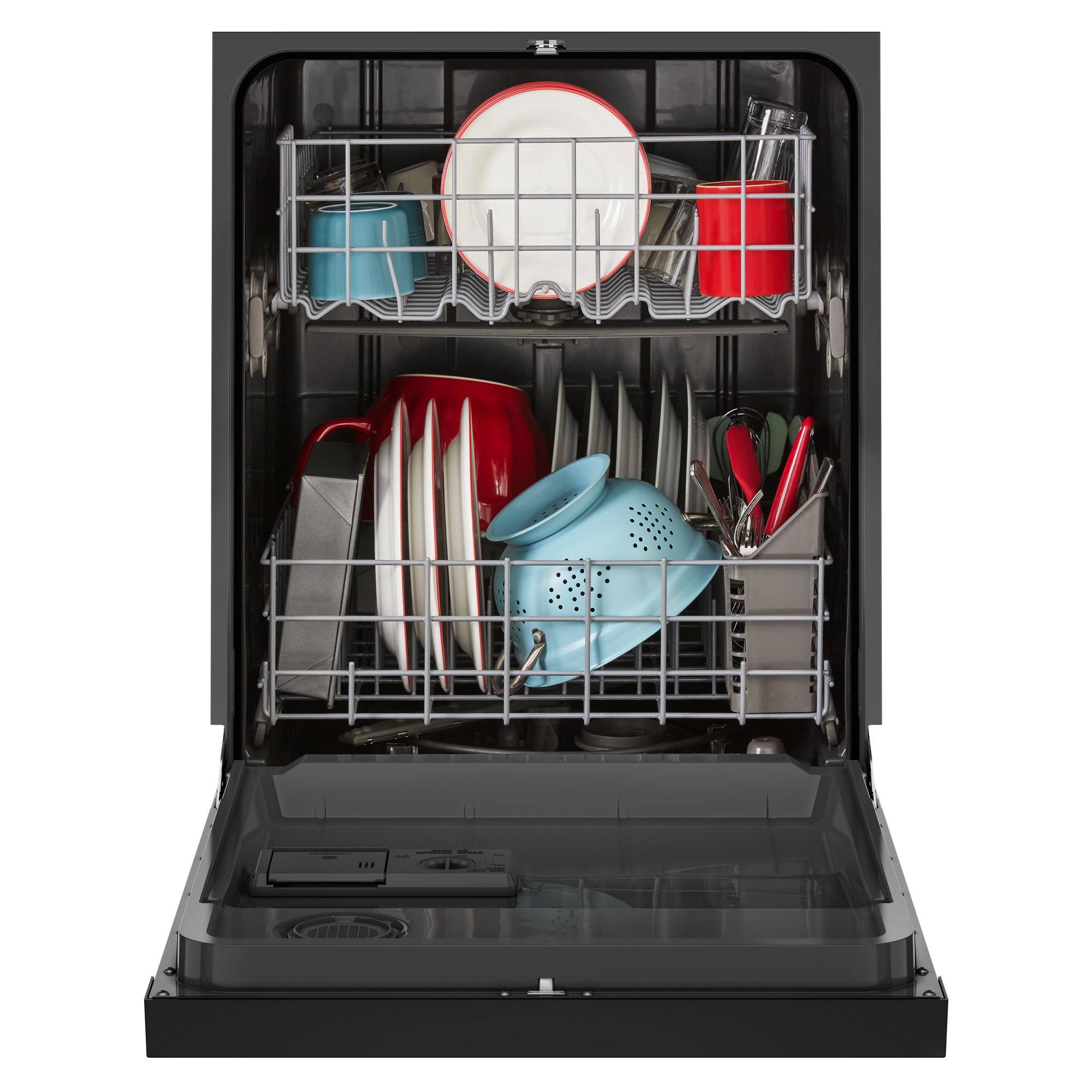 Left. Amana - 24" Built-In Black Tub Dishwasher with Dark Interior, Large Capacity, 59 dBA - Black.