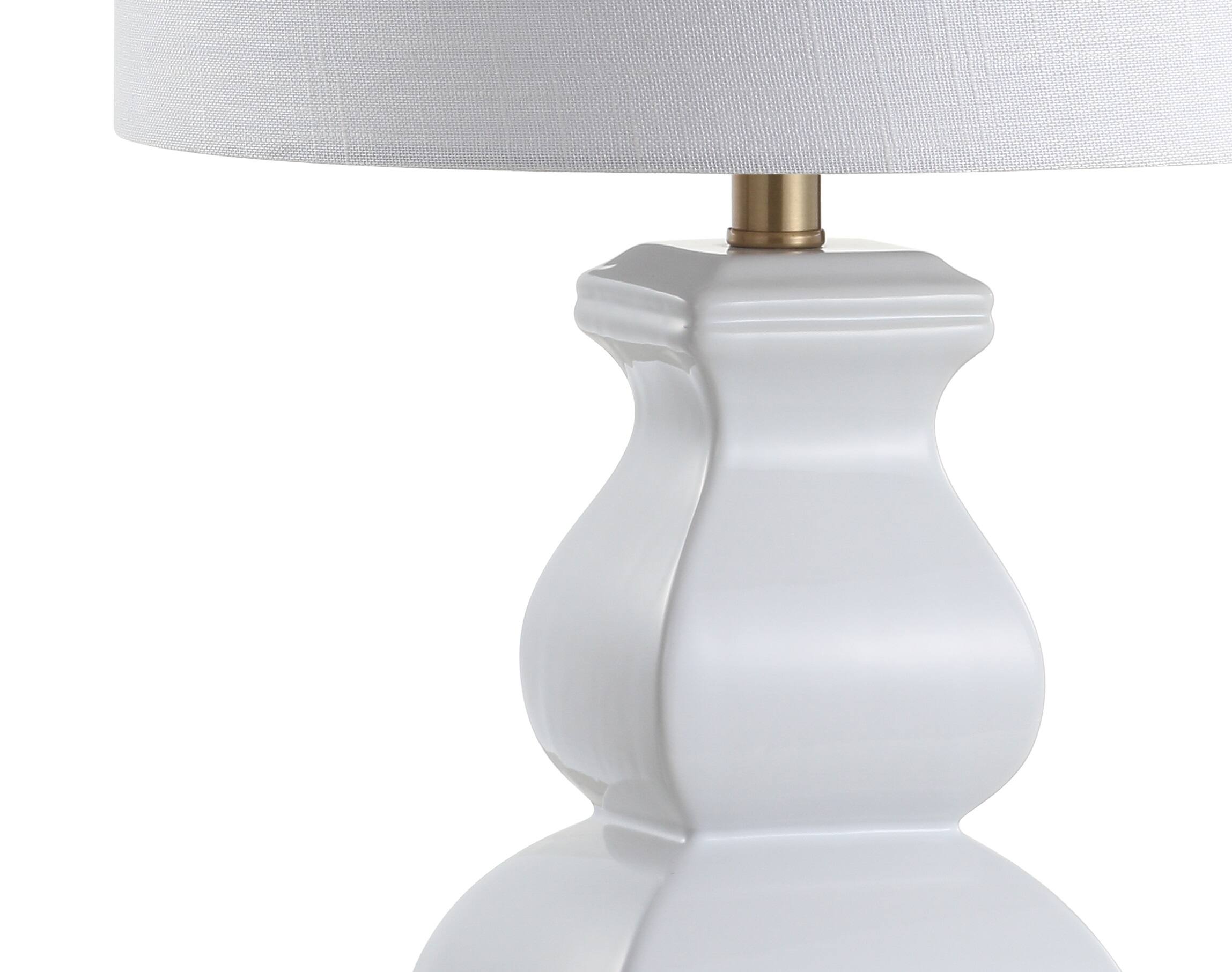 Alt View 4. Jonathan Y - Vienna 25.5" Ceramic LED Table Lamp, White/Gold - White.