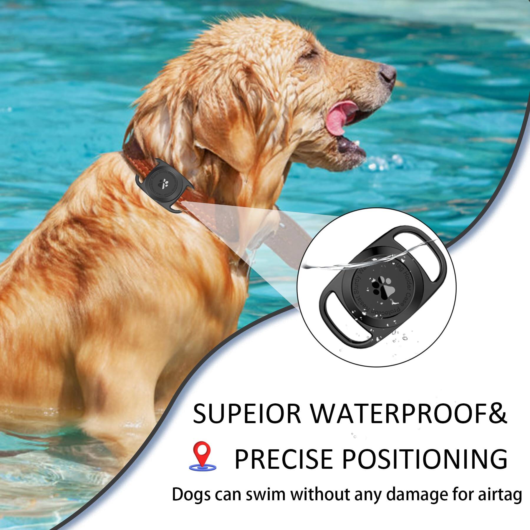 Superior Waterproof & Precise Positioning  
Dogs can swim without any damage for airtag