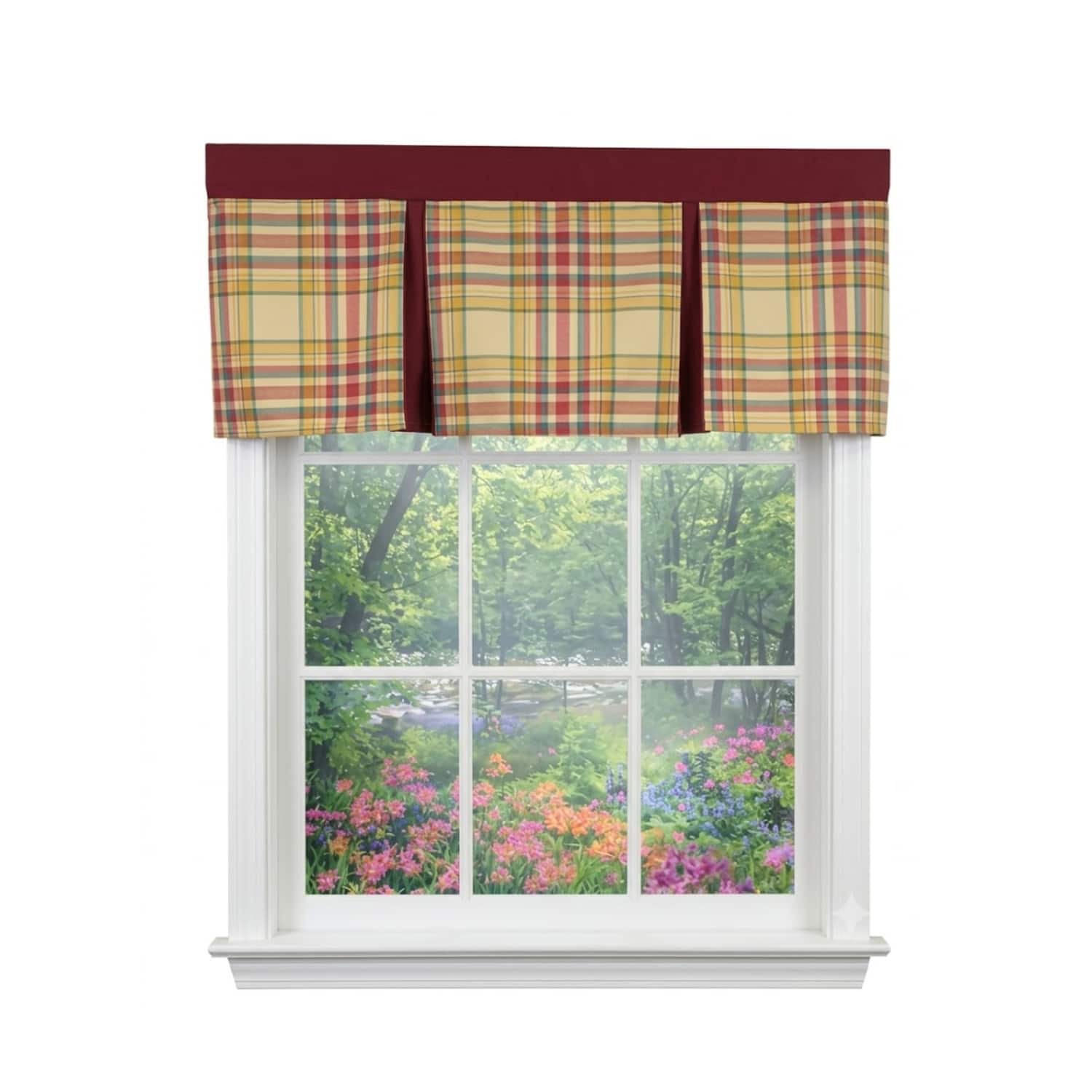 RLF Home - Syon Park Pleated Window Valance 100% Cotton Rod Pocket 50" x 17" - Gold