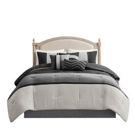 Gracie Mills - Kimberly 7-Piece Contemporary Microsuede Comforter Set - Black