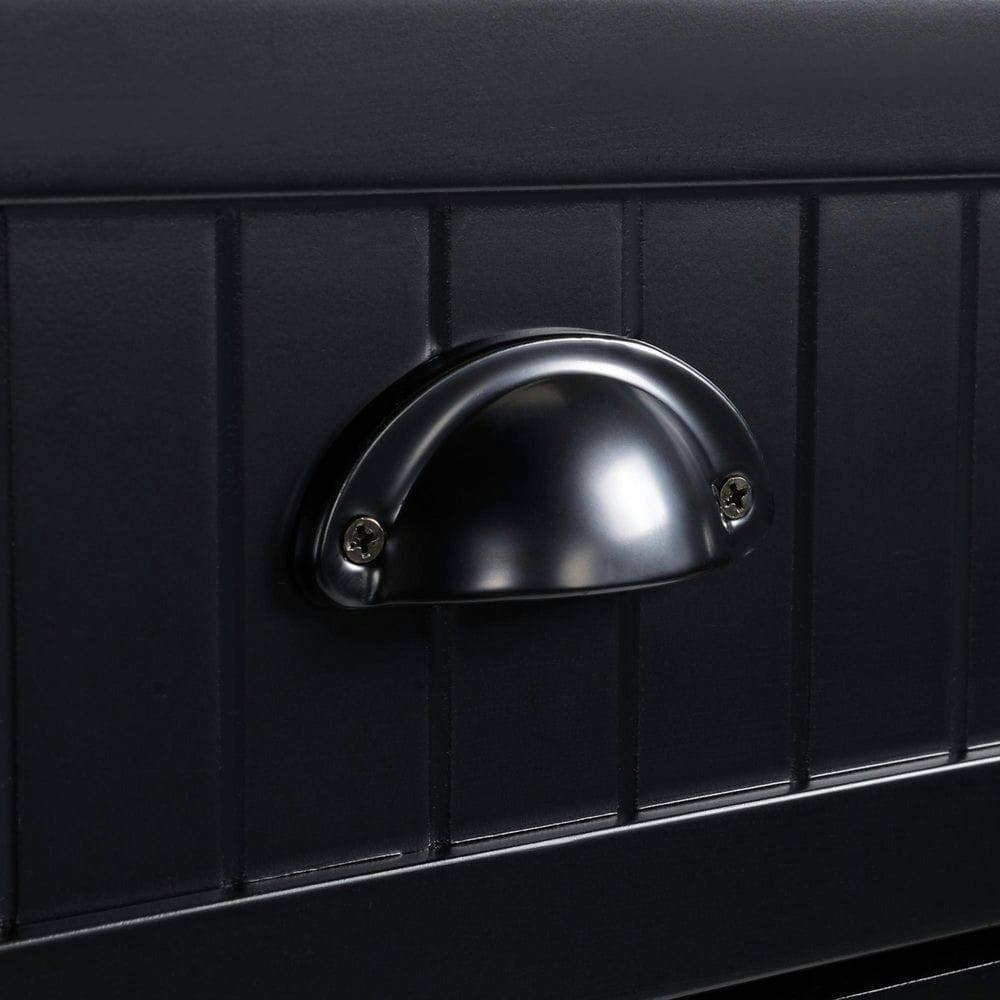 Angle. Kadyn - 47" Kitchen Island with Fluted Detailing, Drop-Leaf, and Open Storage, Black - Black.