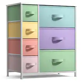 Sorbus - Dresser with 7 Drawers - Storage Chest Organizer with Steel Frame, Wood Top, Handles, Fabric Bins - Pastel