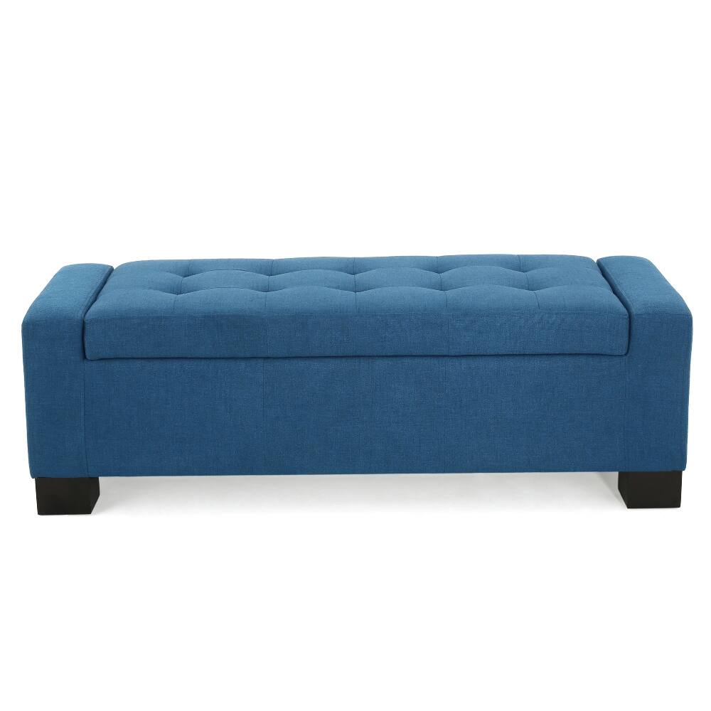 Alt View 1. Ropilly - Ropilly 50 Inch Navy Blue Tufted Storage Ottoman Bench Lift Top Upholstered Footrest with Solid Wood Legs - Navy Blue.