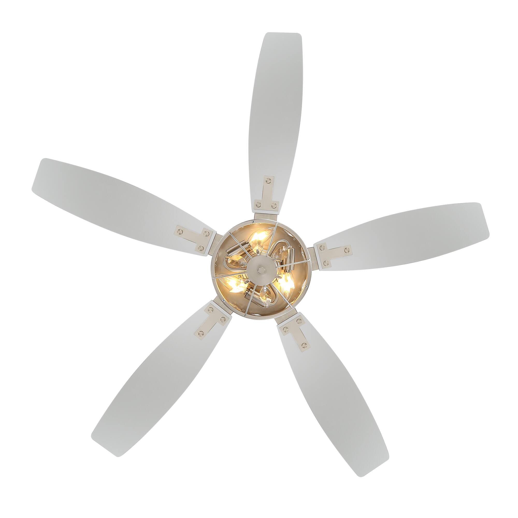 Alt View 9. Breezary - Breezary 48-in Indoor Ceiling Fan with Light Kit and Remote, 5 Blades, 6-Speed DC Motor, with Timer and 4''/8'' Downrods - Satin Nickel.
