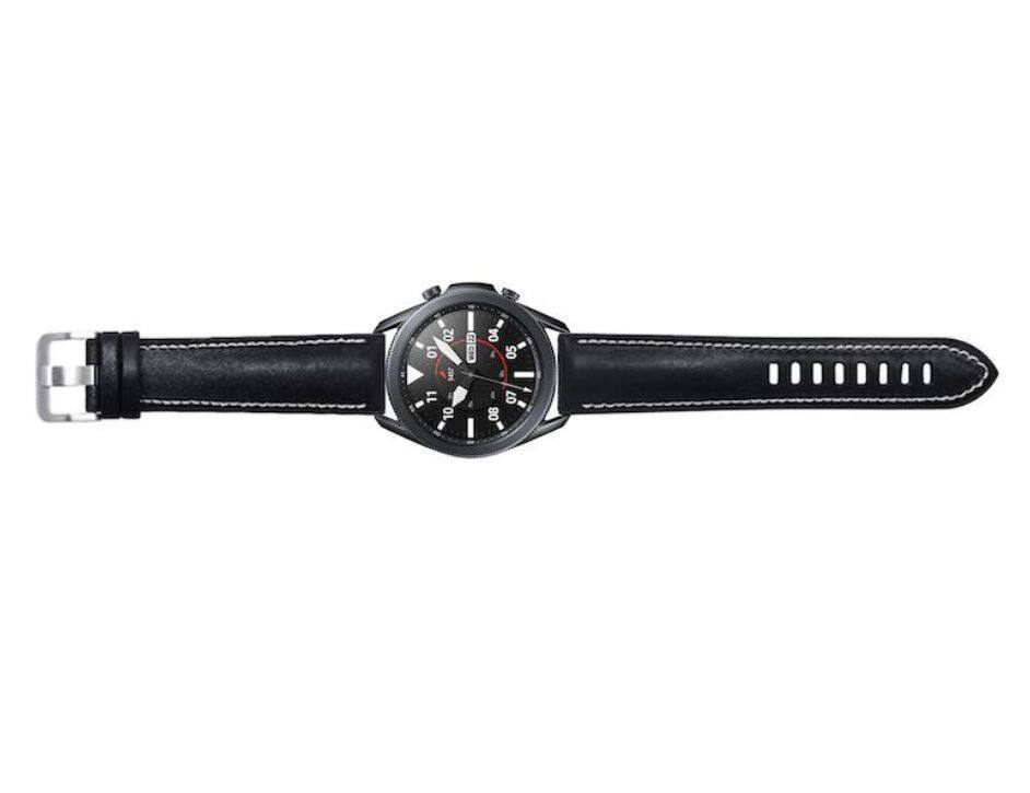 Left. Samsung - Samsung Strap Studio Novonappa Hybrid Leather 22mm watch strap | Color: Black - Black.