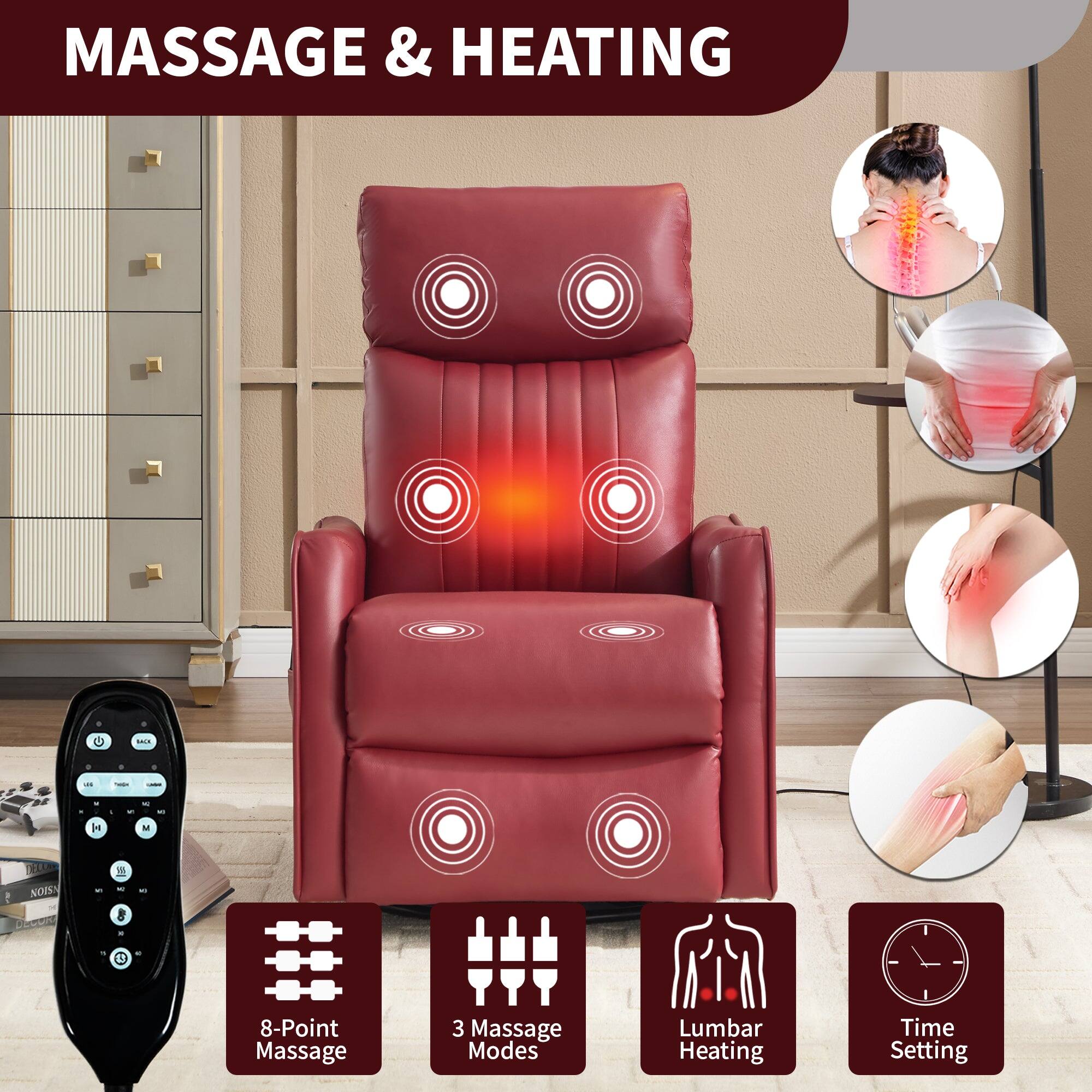 MASSAGE & HEATING

- 8-Point Massage
- 3 Massage Modes
- Lumbar Heating
- Time Setting
