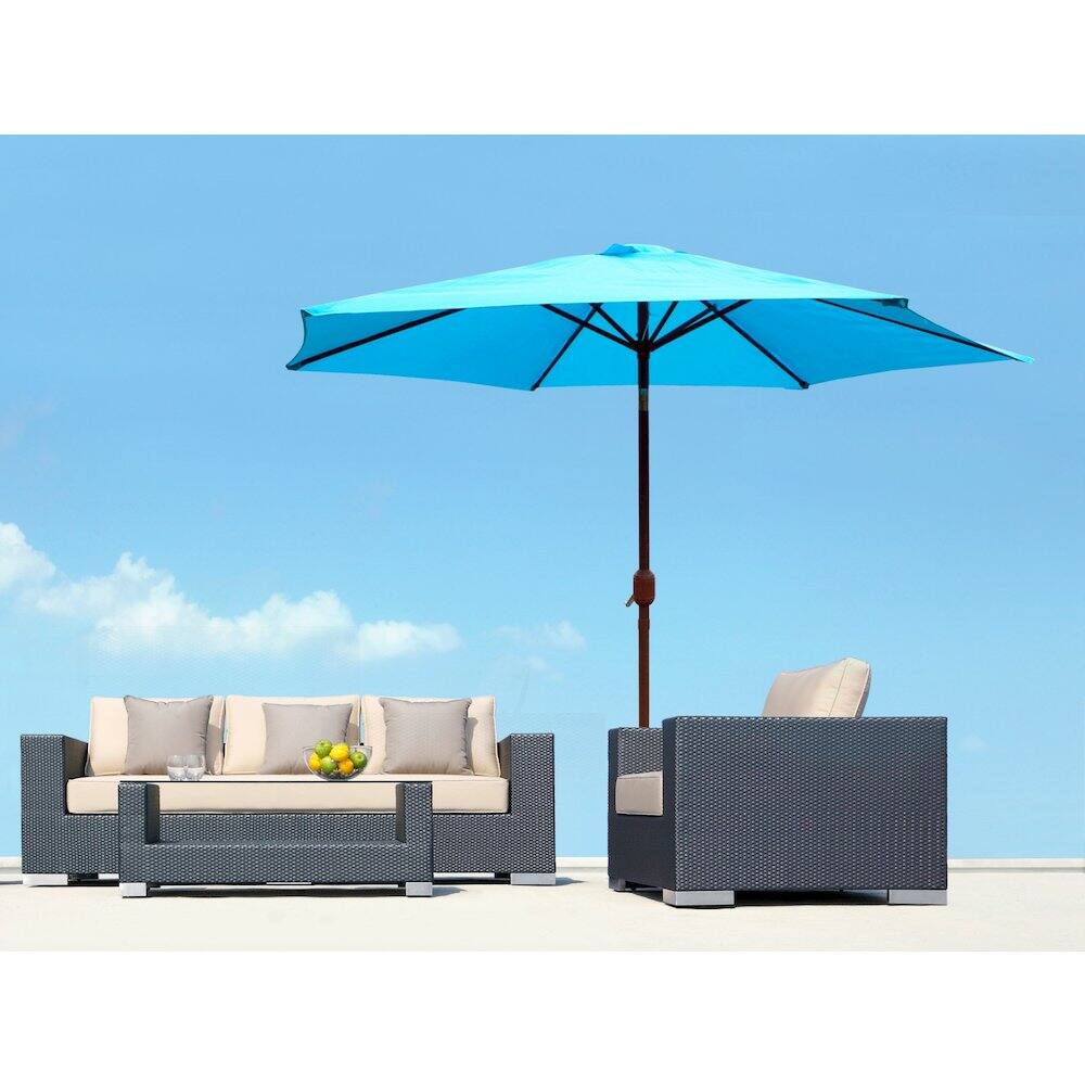 Back. Panama Jack Outdoor - Panama Jack Teal 9 Ft Alum Patio Umbrella W/Crank - Teal.
