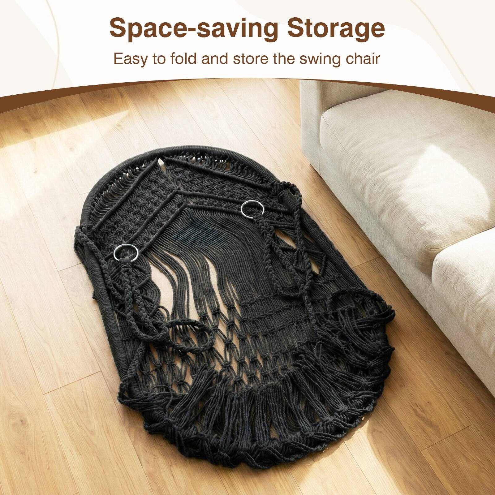 Space-saving Storage  
Easy to fold and store the swing chair