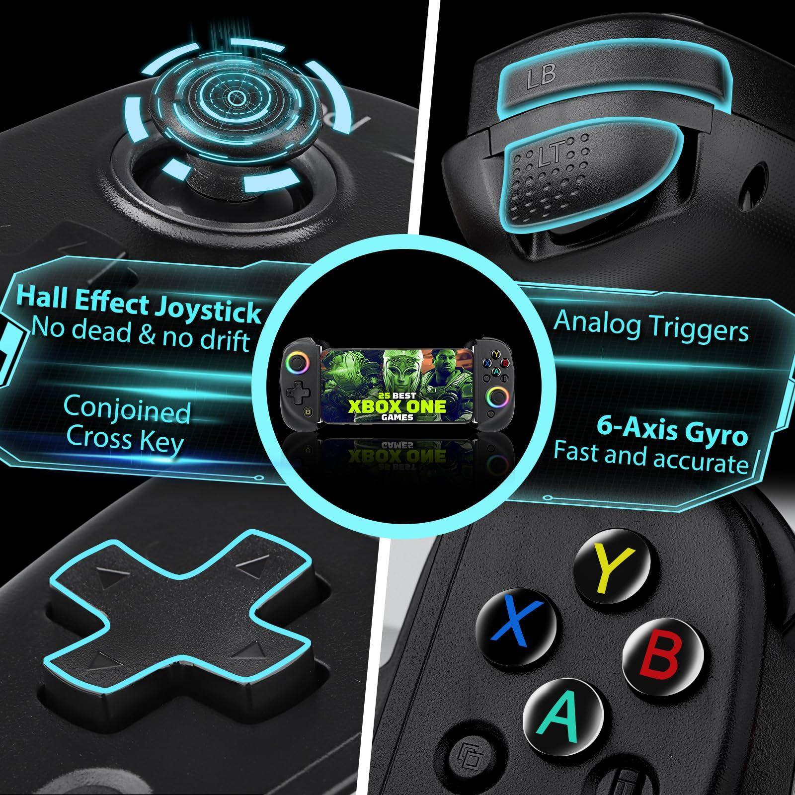 - Hall Effect Joystick
  - No dead & no drift

- Conjoined Cross Key

- Analog Triggers

- 6-Axis Gyro
  - Fast and accurate

- LB LT

- XBOX ONE GAMES