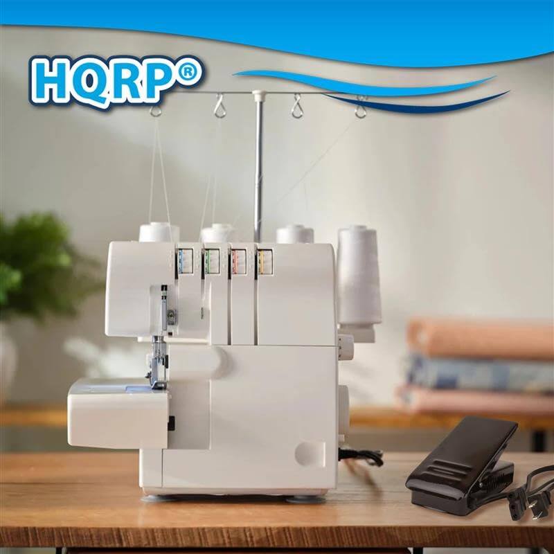 Left. HQRP - Foot Pedal Controller with Power Cord for Singer 14U Serger Sewing Machines - 3-Pin Connector.