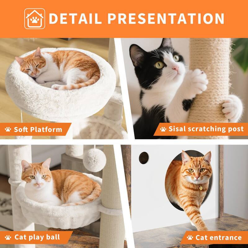 DETAIL PRESENTATION

- Soft Platform
- Sisal scratching post
- Cat play ball
- Cat entrance