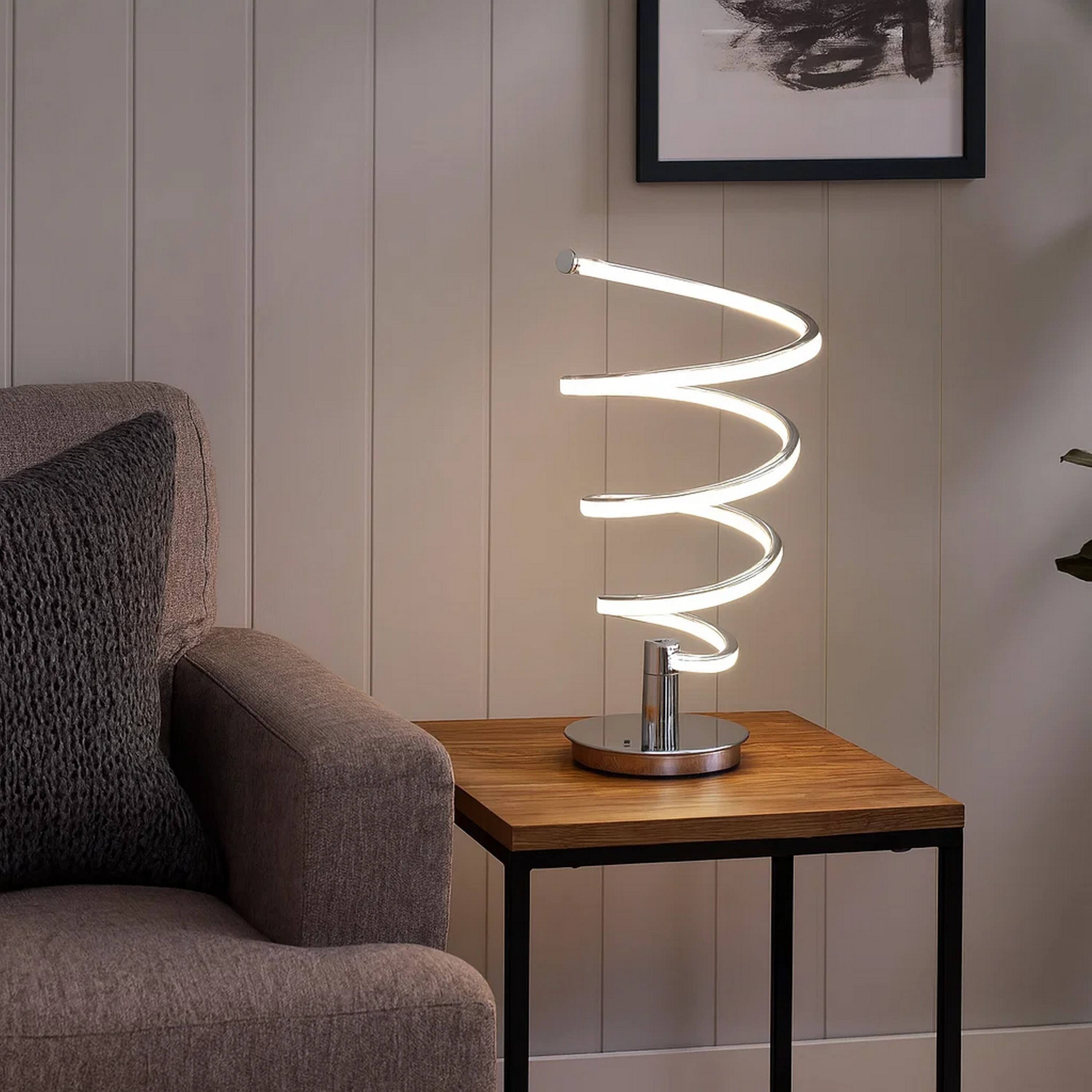 Alt View 2. Manhattan Lane - Sun 20 Inch Table Lamp, Accent Twisted Modern Design, LED Light Chrome Base - Chrome, Silver.