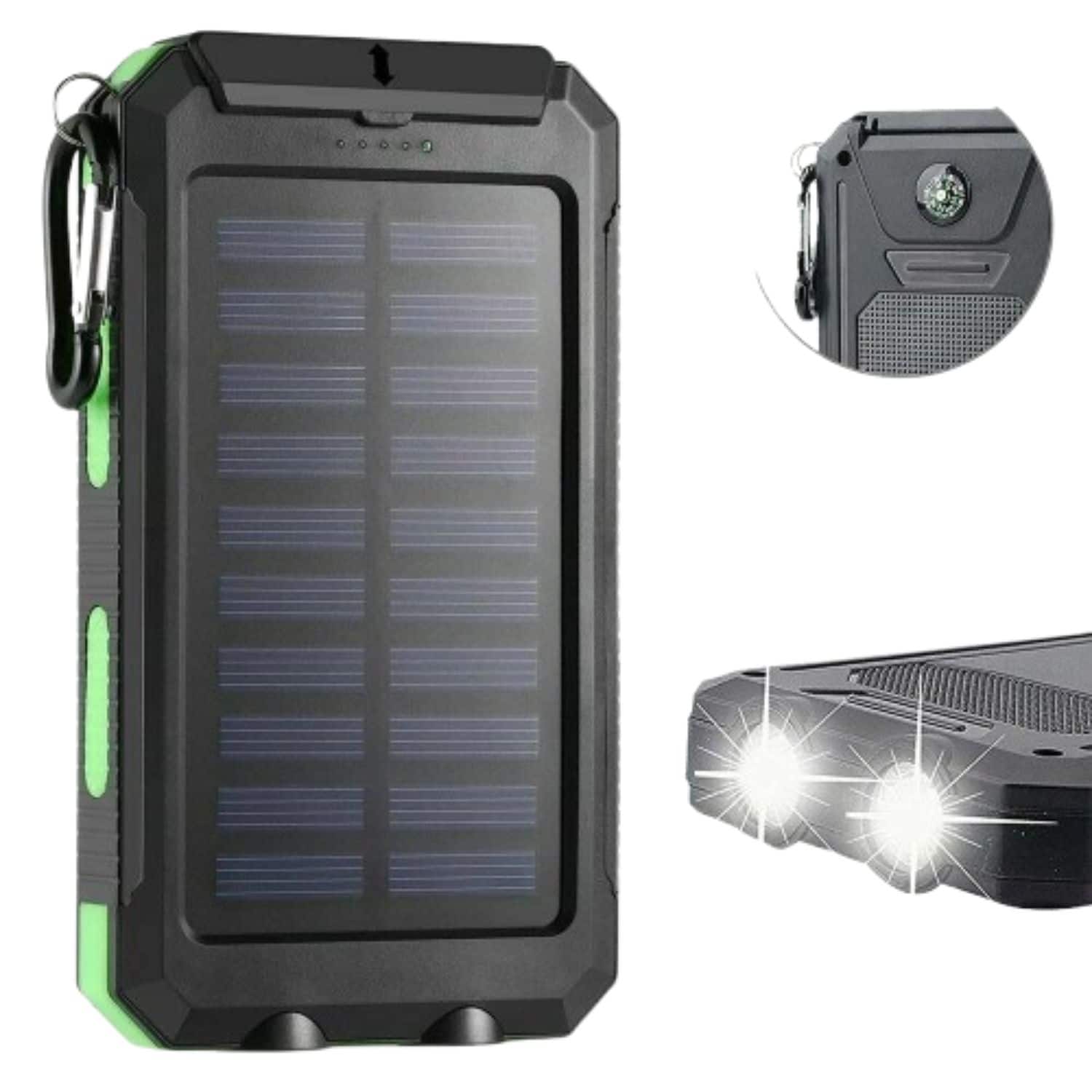 Home Collection - Green Portable Solar Power Bank – 10,000mAh Super USB Rechargeable Battery Charger for Cell Phones and USB Devices