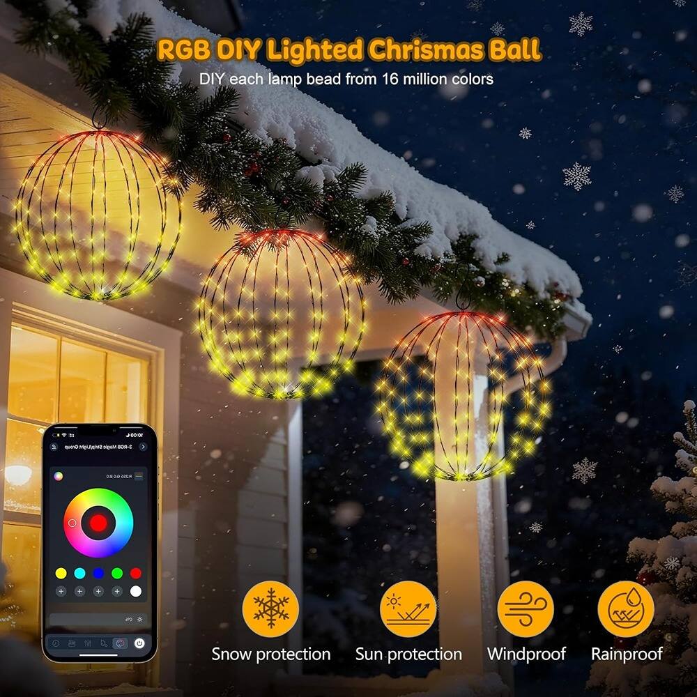 RGB DIY Lighted Christmas Ball  
DIY each lamp bead from 16 million colors  

Snow protection  
Sun protection  
Windproof  
Rainproof