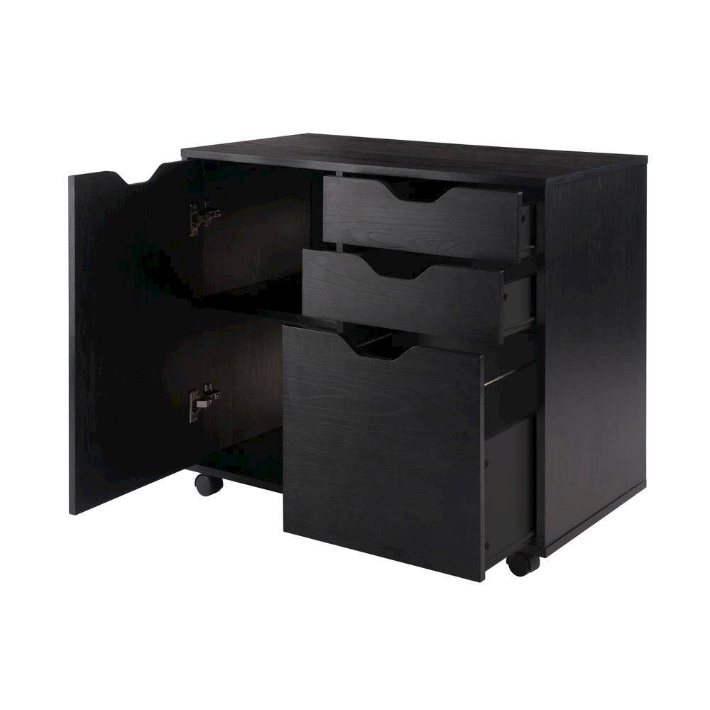 Alt View 2. FurniFact - 2 Section Mobile Cabinet - Black.