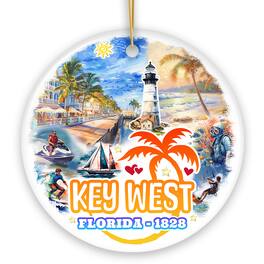 OrnamentallyYou - Artistic Key West Ceramic Ornament Tropical Florida Vacation and Beach Christmas Souvenir Version 2 - Multi-colored