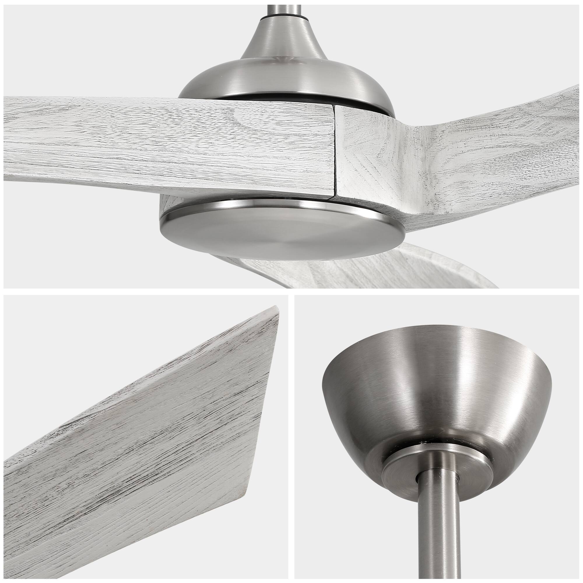 Alt View 1. Sofucor - 52 Inch Propeller Ceiling Fan with Light and Remote 3 Solid Wood Blades Quiet DC Motor 6 Speeds High CFM Ceiling Fan - Silver.