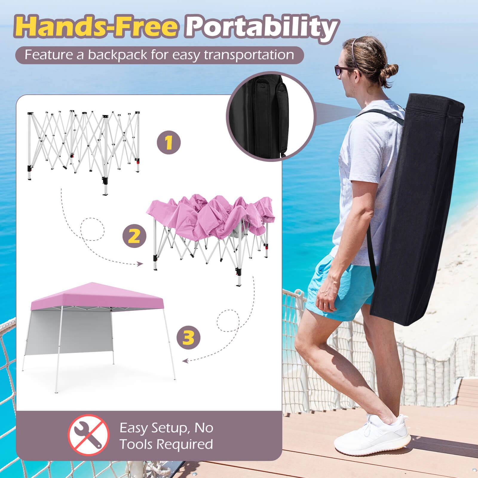 Hands-Free Portability, Feature a backpack for easy transportation, 1 2 3, Easy Setup, No Tools Required