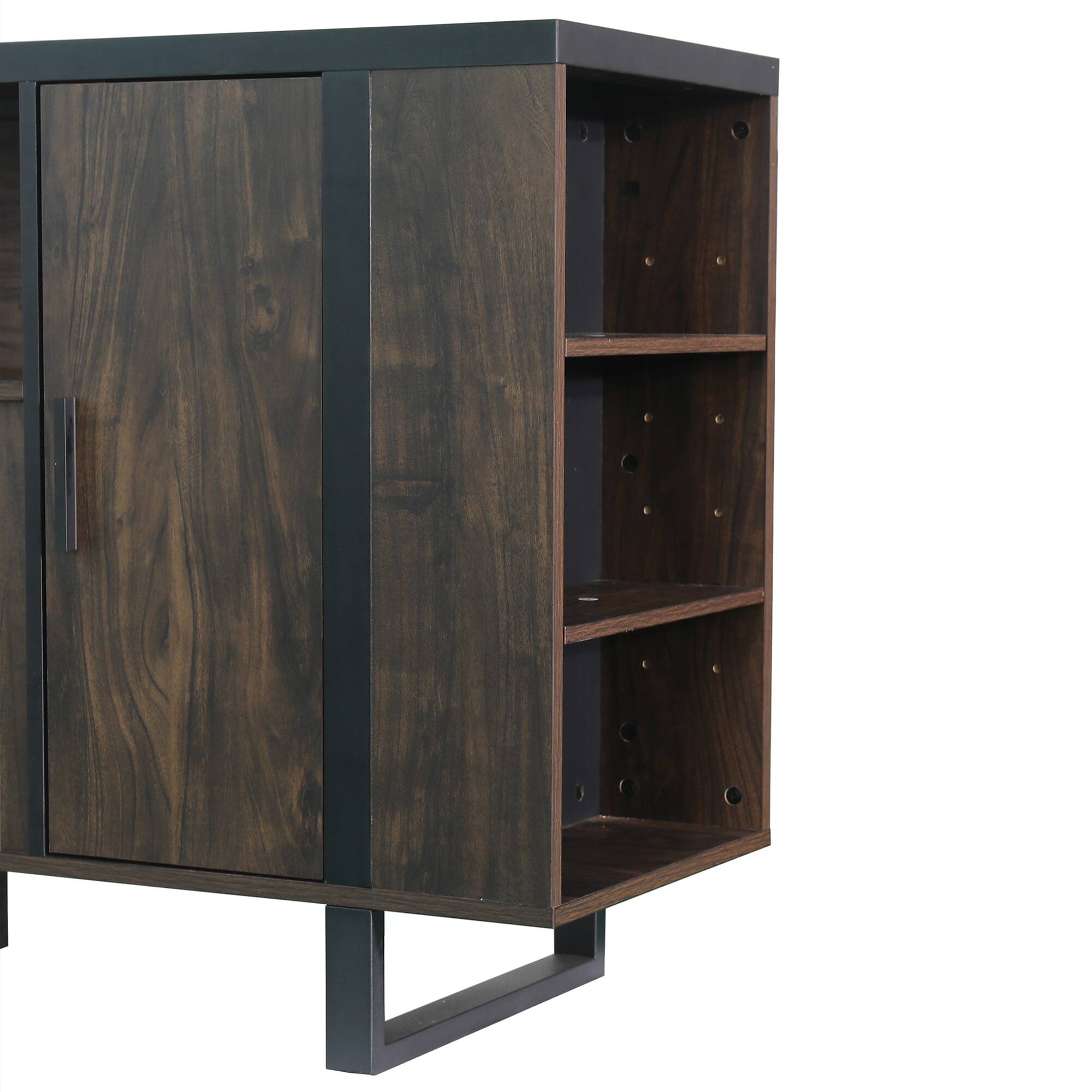 Alt View 2. Ihomeadore - 72" Farmhouse TV Stand with Open Storage Shelves and Cabinets for TV up to 80" - Brown.