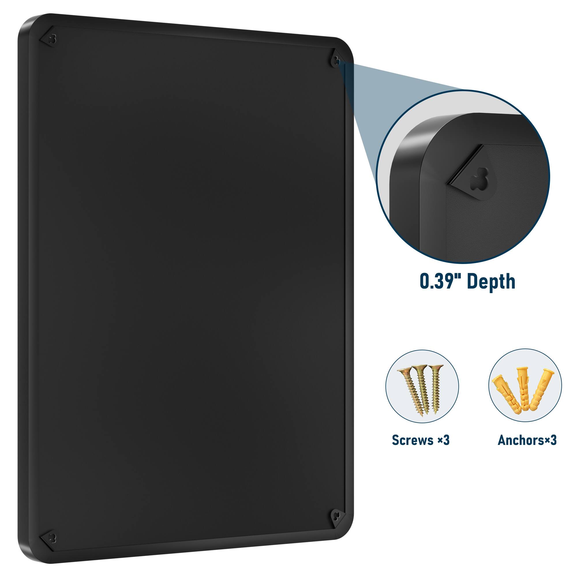 0.39" Depth Screws x3 Anchors x3