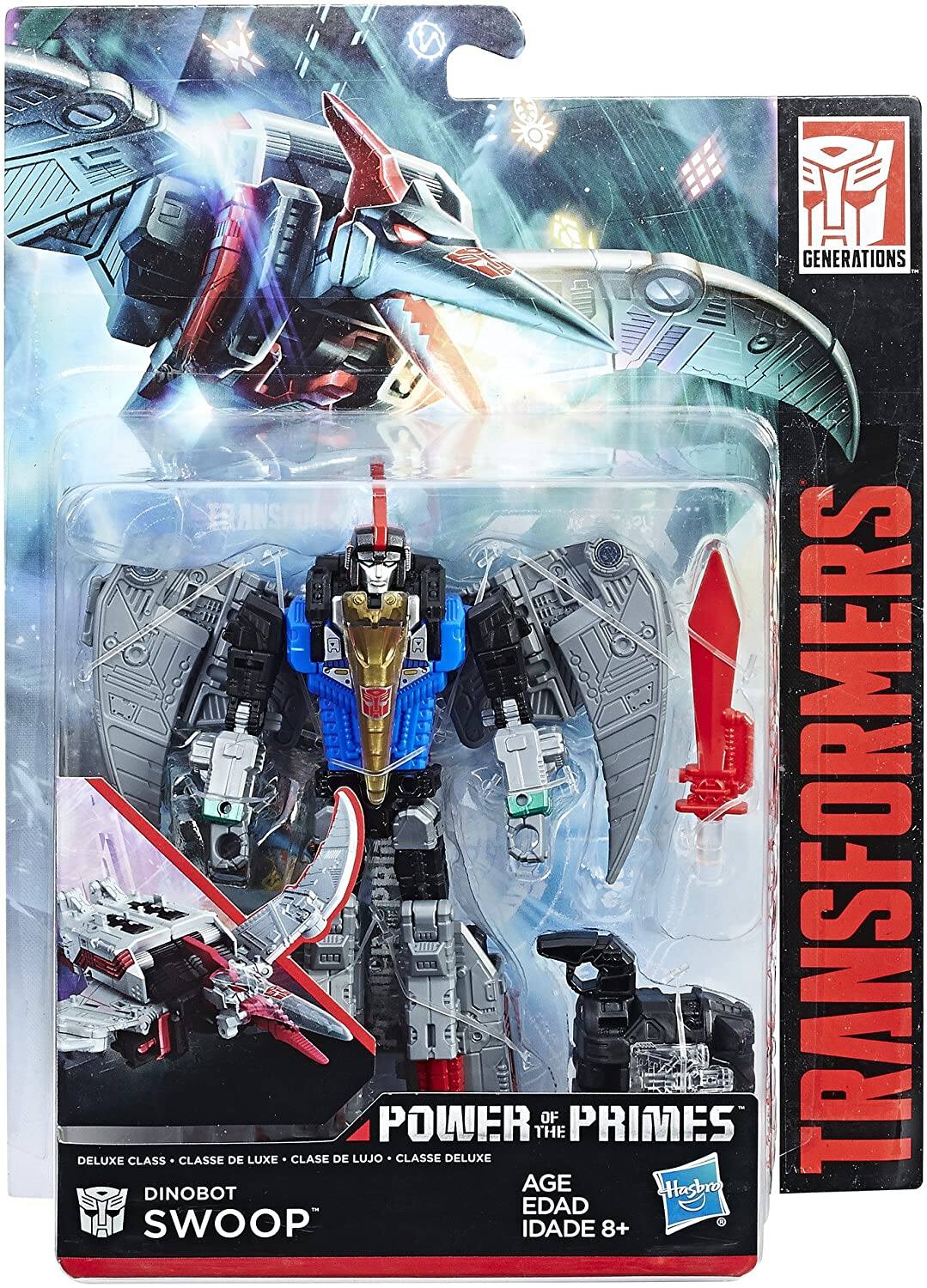GENERATIONS TRANSFORMERS  
DELUXE CLASS  
CLASSE DE LUXE  
CLASE DE LUJO  
POWER CLASS  
THE PRIMES  
AGE EDAD IDADE 8+  
DINOBOT SWOOP