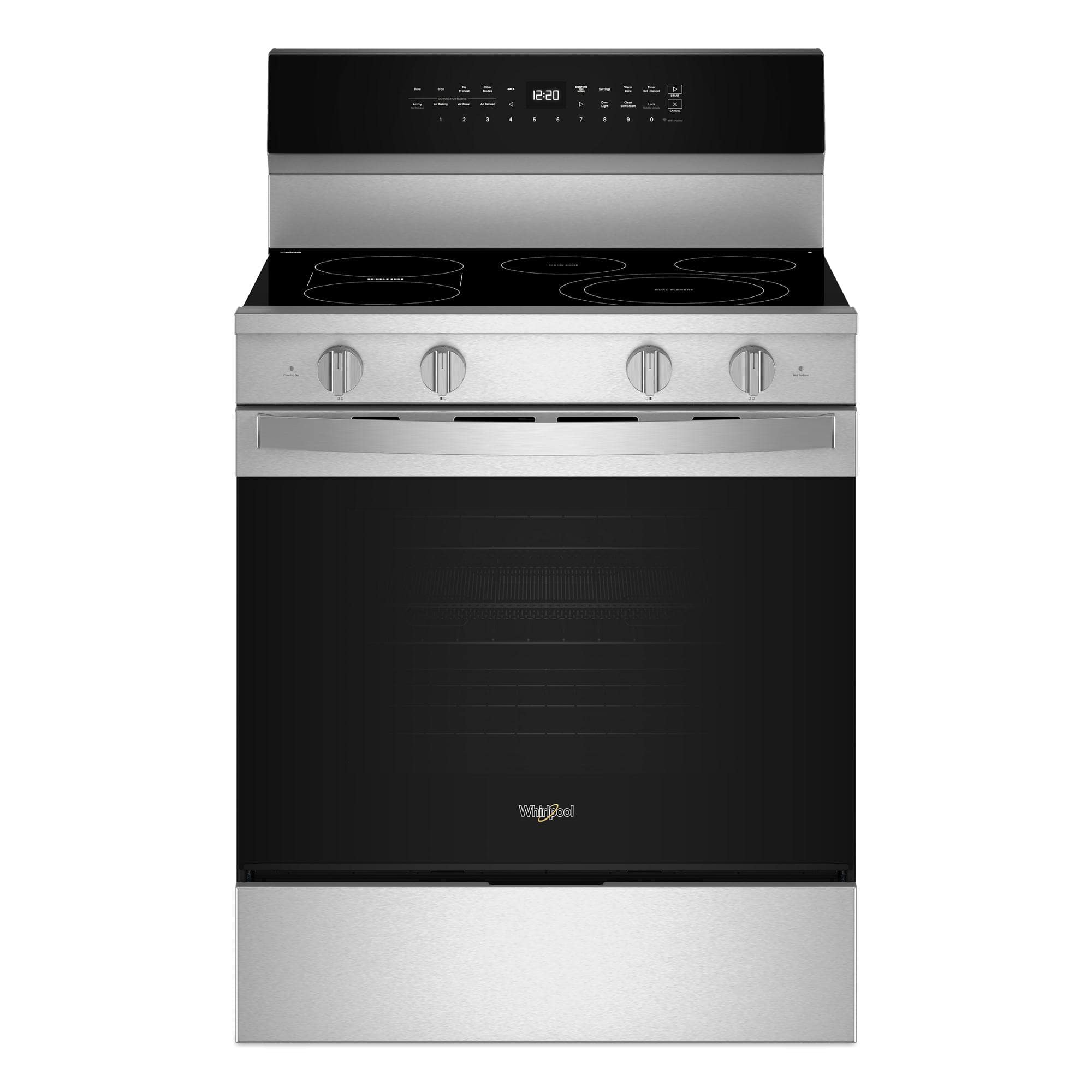 Whirlpool - 5.3 Cu. Ft. Freestanding Electric Range with Air Cooking Technology - Stainless Steel - Front_Zoom