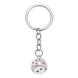 Unique Bargains - Lucky Dice Keychain Charm, 3D Cube Mini Dice Keyrings with Pendants for Bag, Wallet, Purse, Car, Phone Accessory - Silver