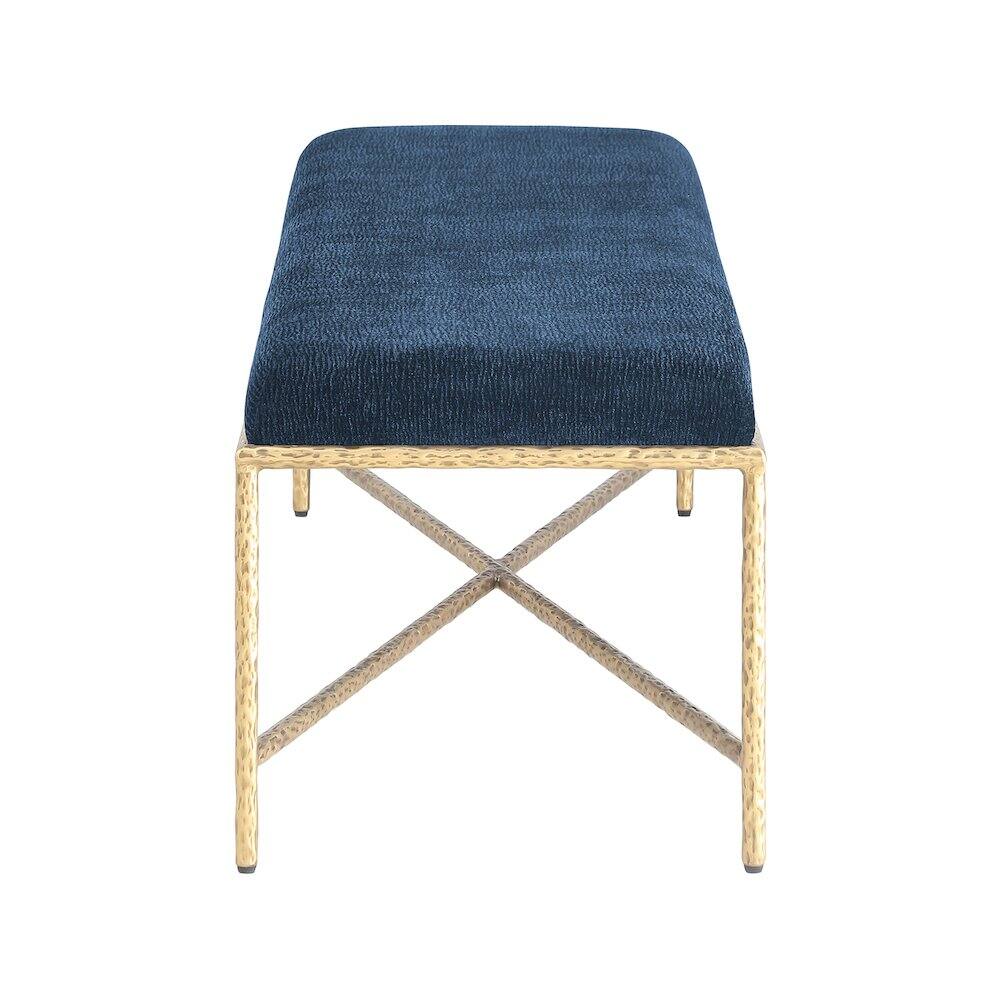 Alt View 3. Meridian Furniture - Valley Navy Chenille Fabric Bench - Blue.
