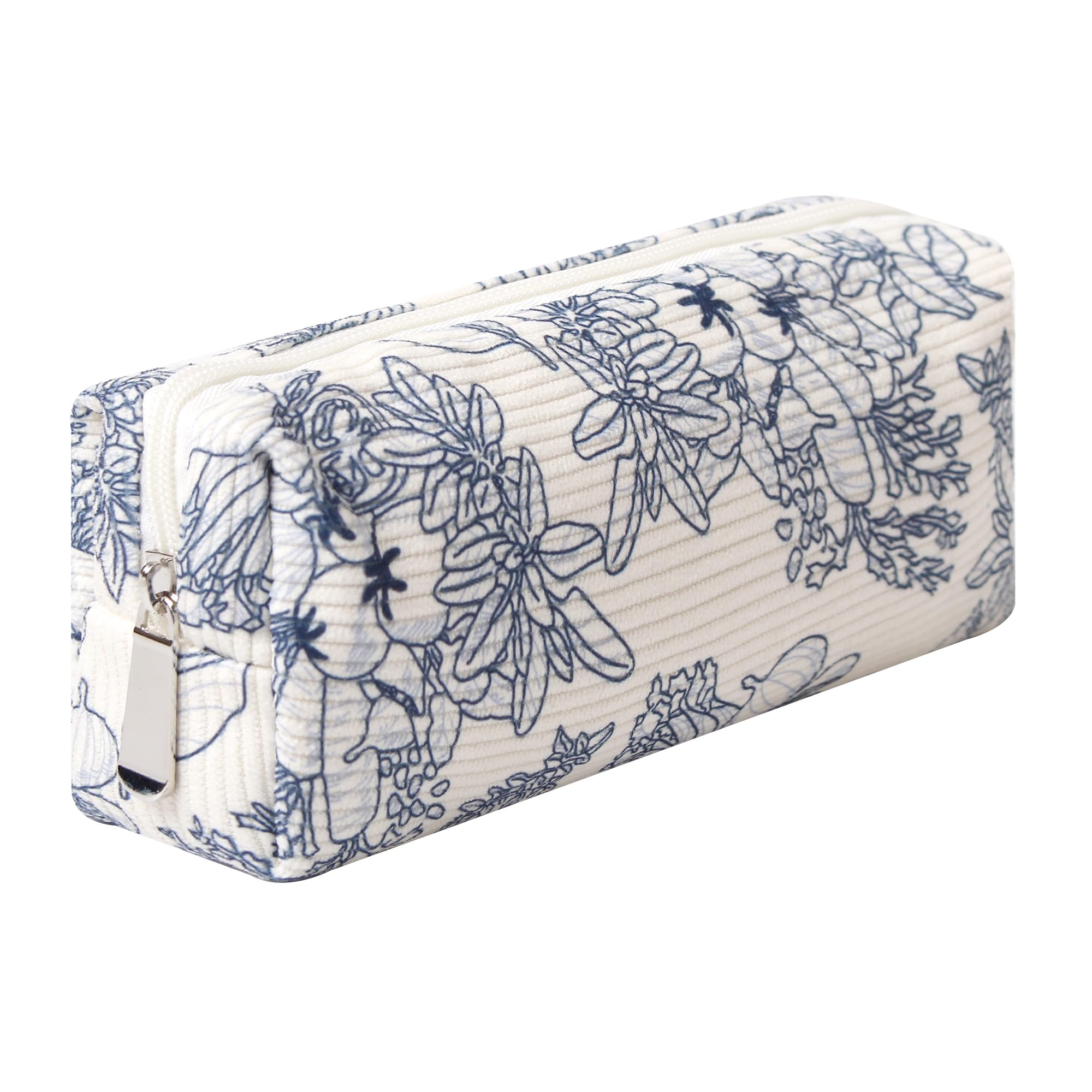 Front. Dapper Styles - Pencil Case Aesthetic Pen Office College School Storage Bag Pouch Holder Box Organizer Makeup For flowers- - Smile-Beige.