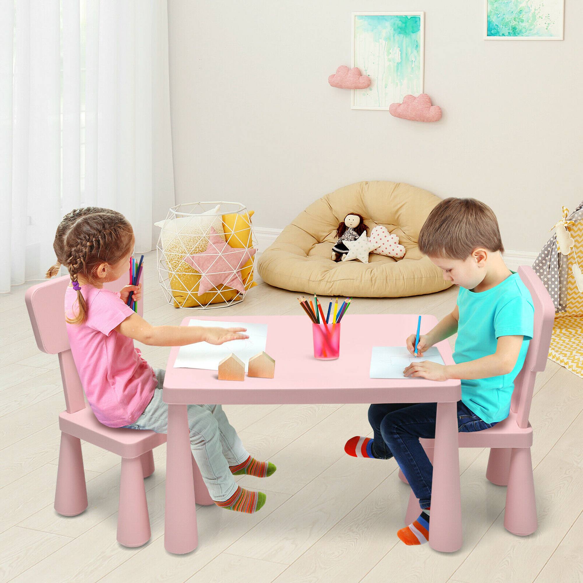 Alt View 2. Gymax - Gymax Kids Table & 2 Chairs Set Toddler Activity Play Dining Study Desk Baby Gift Pink - Pink.