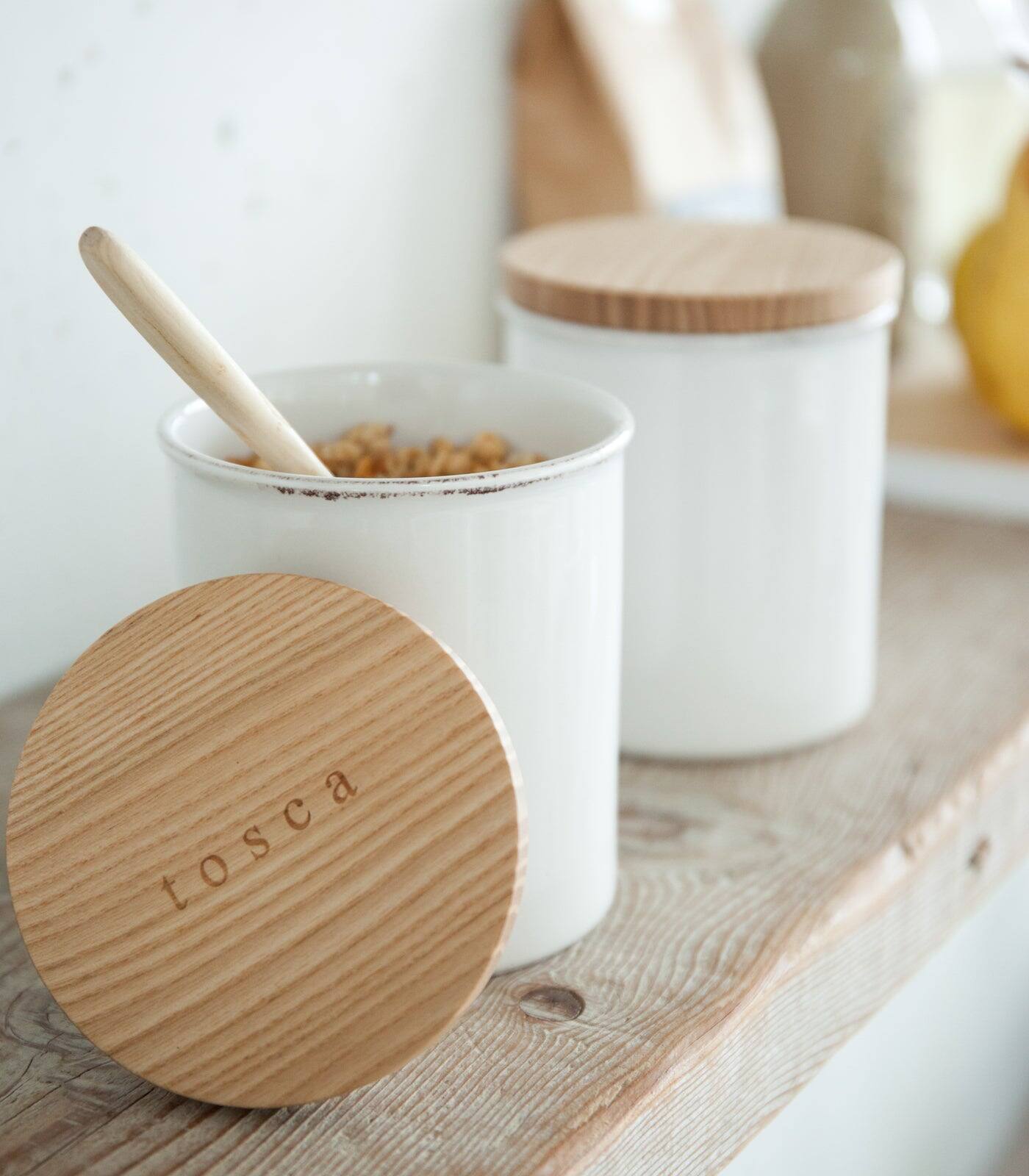 Angle. Yamazaki Home - Ceramic Canister - Four Styles - - white.