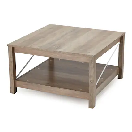 Front. JOMEED - JOMEED 31.5" Square Coffee Table Modern Farmhouse Living Room Furniture, Beige - Beige.