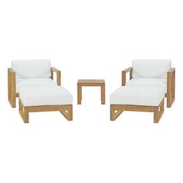 Modway - Upland 5-Piece Outdoor Patio Teak Set - Natural White