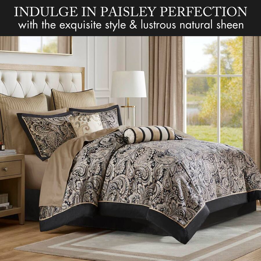 NICHOLAS KLEIN Aubrey Cozy Comforter Set Faux Silk Jacquard Paisley ...