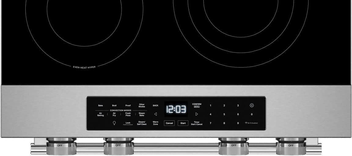 EVEN-HEAT HYPER
CONVECTION MODES
- Bake
- Broil
- Air Fresh
- Fry
- Pizza
- Other Modes
- Steam Bake
BACK CONFIRM MENU
12:03
1 2 3
4 5 6
7 8 9
0
Lock
Start
Timer
Start/Cancel
Cancel
OFF OFF OFF OFF