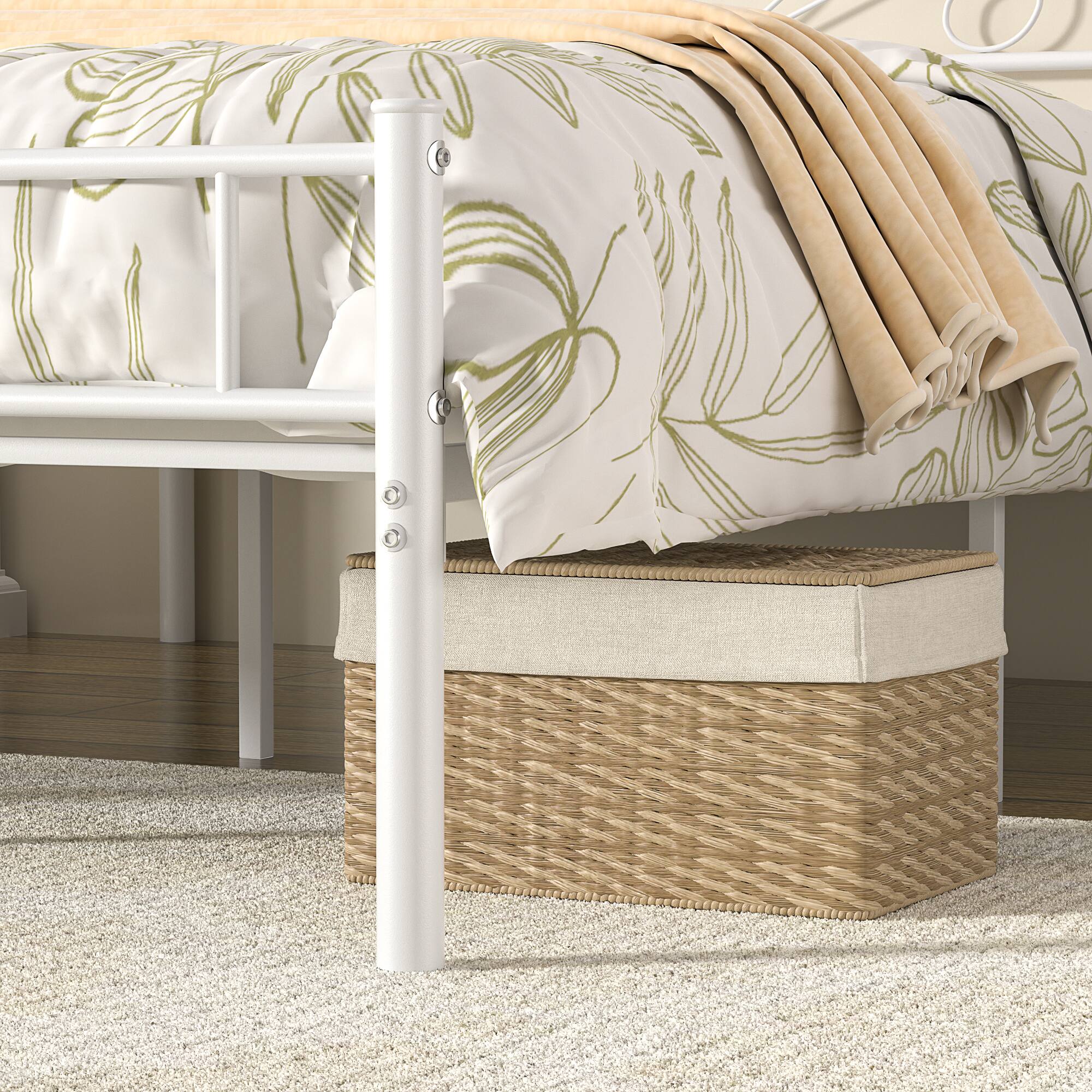 Alt View 1. Vecelo - Full Size Metal Bed Frame with Headboard & Footboard - Heavy Duty 660 lbs Capacity, Ornamental Design & Non-Slip Pads - Black.