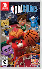 NBA Bounce is a video game for the Nintendo Switch console. The game features characters from the NBA, including Rocky, Boston, Dallas, and the Lakers. It is rated E for Everyone, making it suitable for both children and adults. The game is developed by Outright Games.