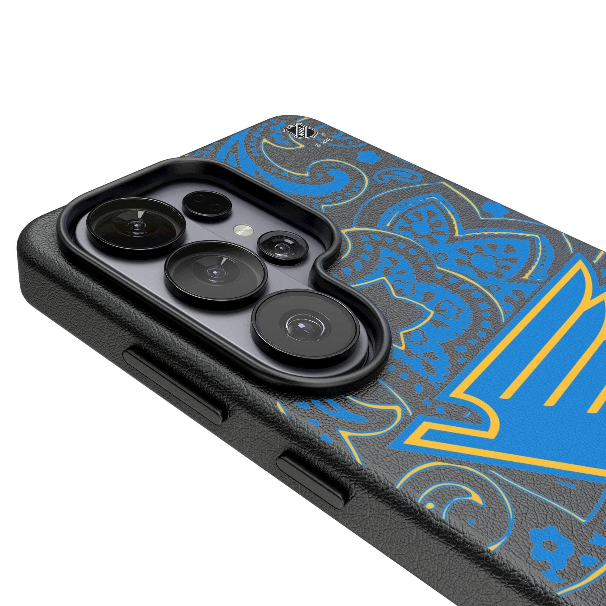 Alt View 2. Keyscaper - St. Louis Blues Paisley Galaxy Magnetic Bump Case - S24 - Black.