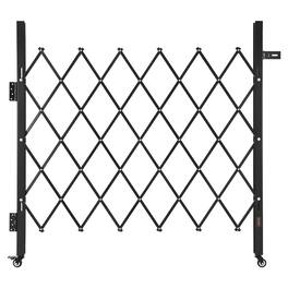 VEVOR - Single Folding Security Gate, Lockable Scissor Gate with 360° Swivel Casters, Outdoor Barricade Steel Retractable Gates - Black