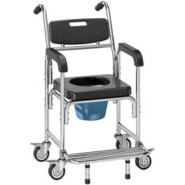 Homcom - Shower Commode Wheelchair - Black